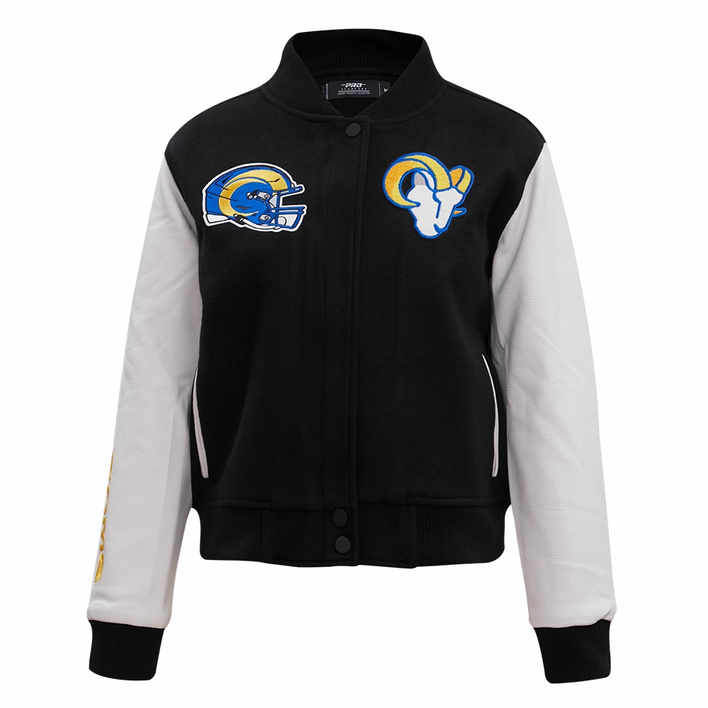 NFL LOS ANGELES RAMS CLASSIC WOOL WOMEN'S VARSITY JACKET (BLACK/WHITE)