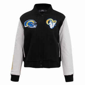 NFL LOS ANGELES RAMS CLASSIC WOOL WOMEN'S VARSITY JACKET (BLACK/WHITE)