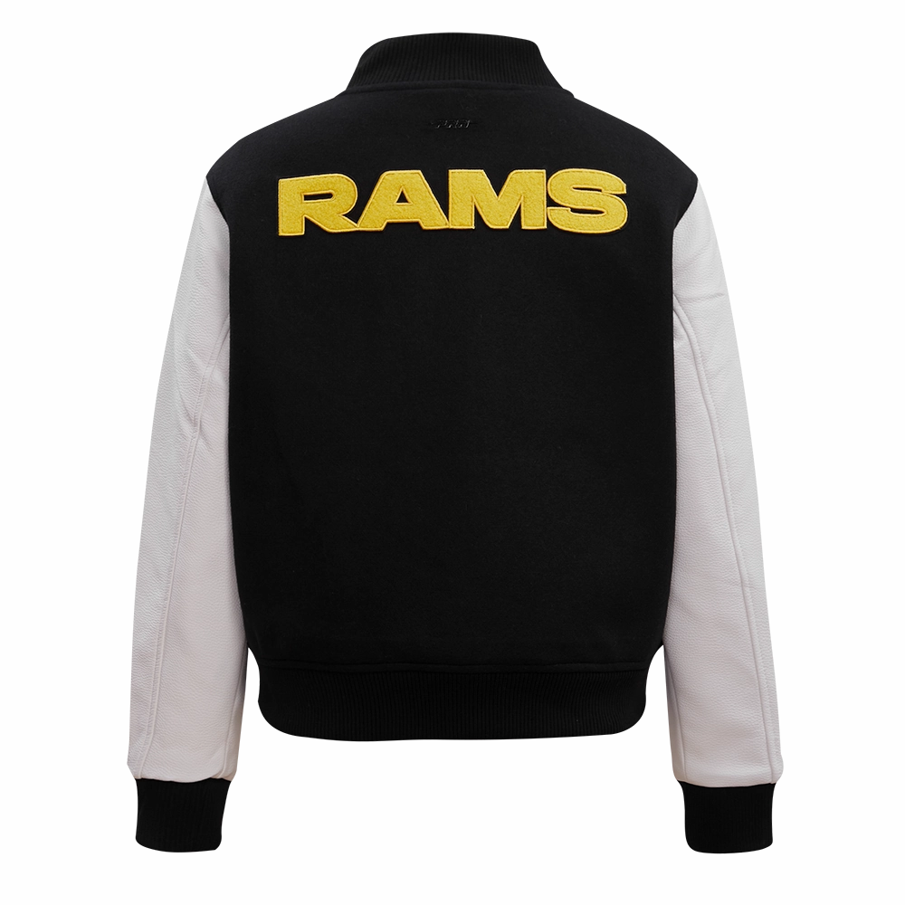 NFL LOS ANGELES RAMS CLASSIC WOOL WOMEN'S VARSITY JACKET (BLACK/WHITE)