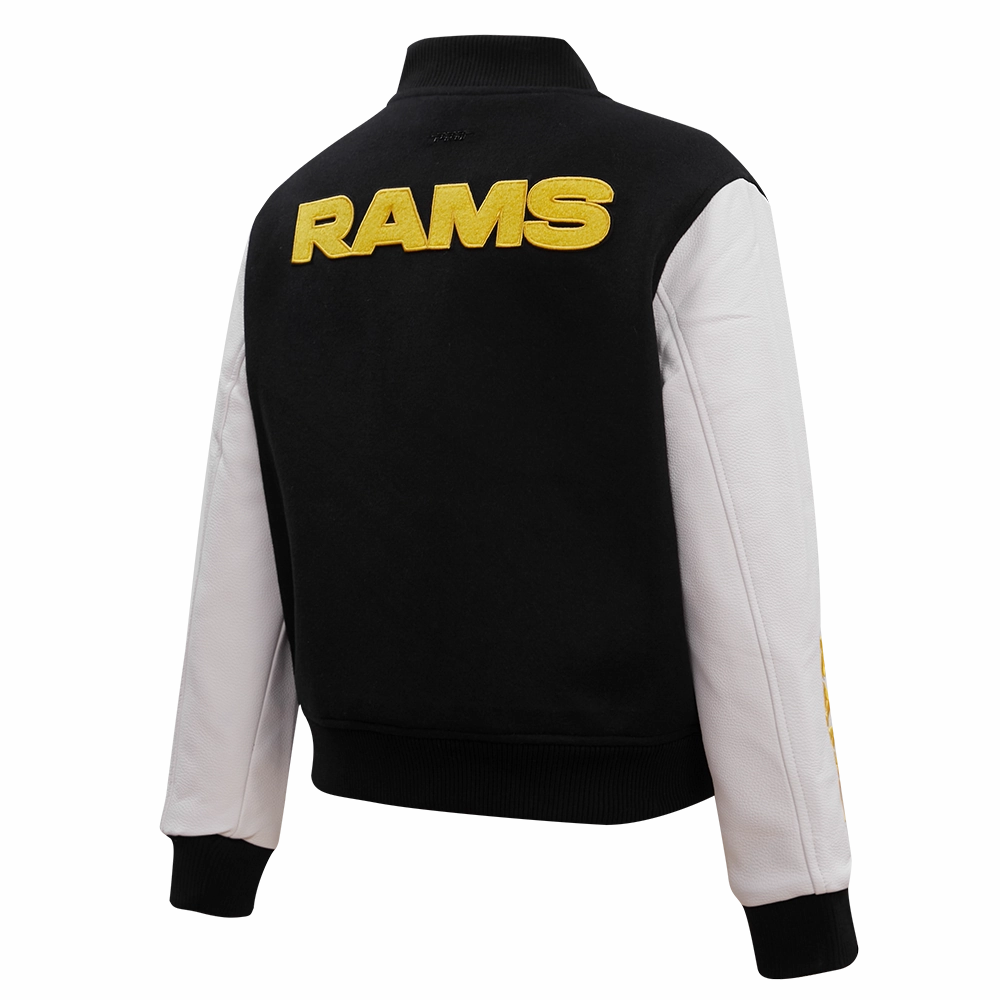 NFL LOS ANGELES RAMS CLASSIC WOOL WOMEN'S VARSITY JACKET (BLACK/WHITE)