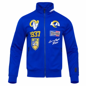 NFL LOS ANGELES RAMS FAST LANE DOUBLE KNIT MEN'S TRACK JACKET (ROYAL BLUE)