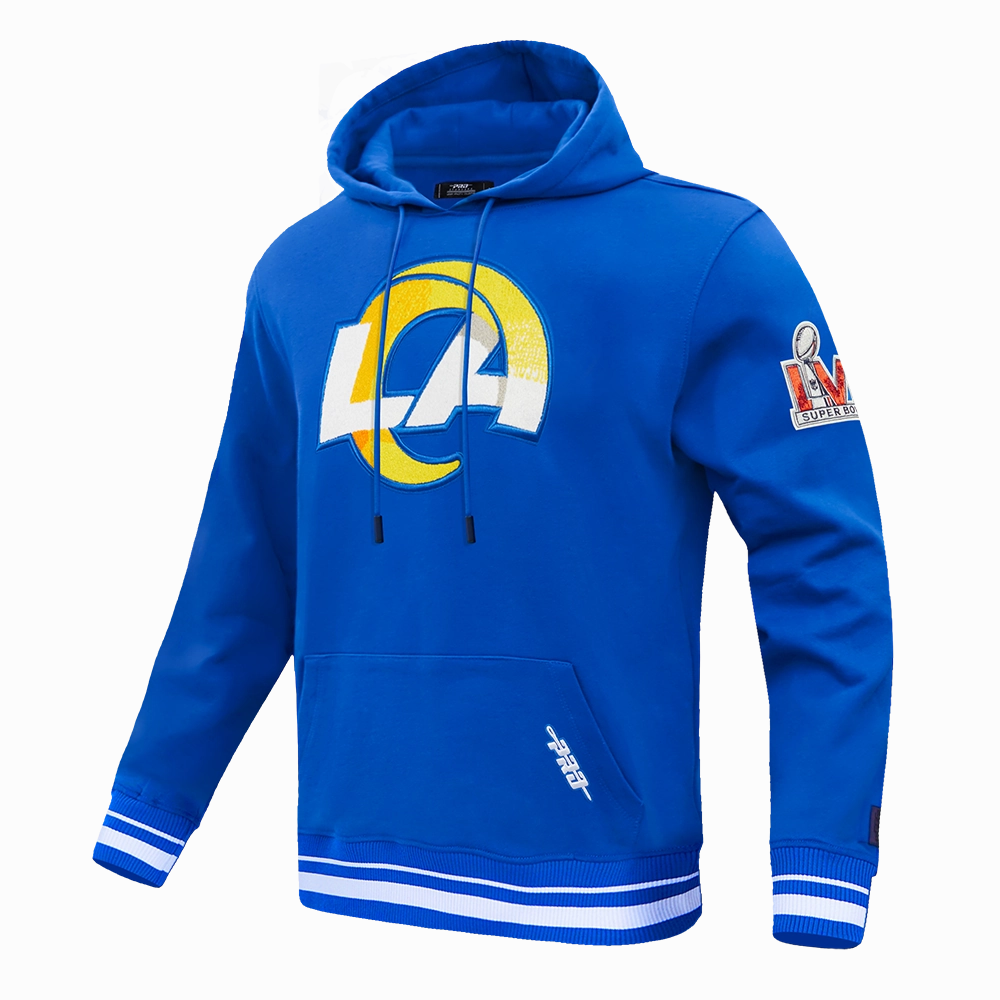 NFL LOS ANGELES RAMS MASHUP MEN'S RIB PULLOVER HOODIE (ROYAL BLUE)