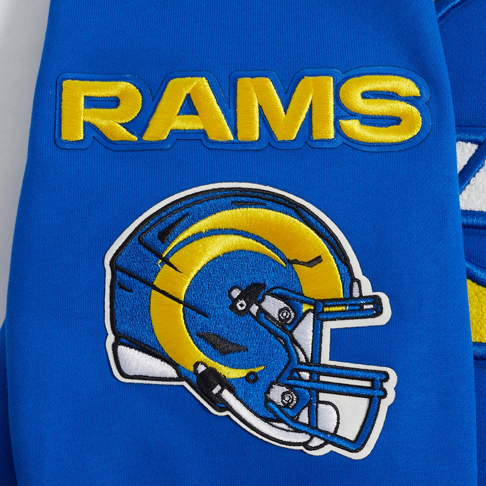 NFL LOS ANGELES RAMS MASHUP MEN'S RIB PULLOVER HOODIE (ROYAL BLUE)