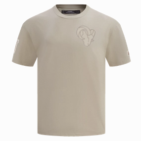 NFL LOS ANGELES RAMS NEUTRAL MEN'S COTTON JERSEY DROP SHOULDER TEE (TAUPE)