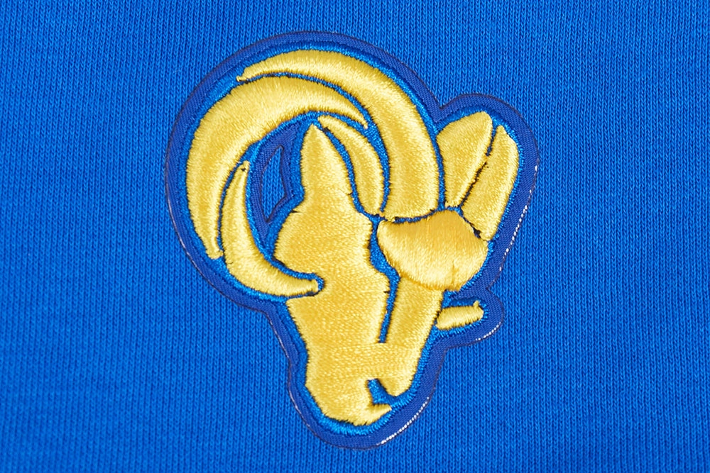 NFL LOS ANGELES RAMS PRO PREP RIB FLEECE WOMEN'S CROPPED PULLOVER HOODIE (ROYAL BLUE/RED)