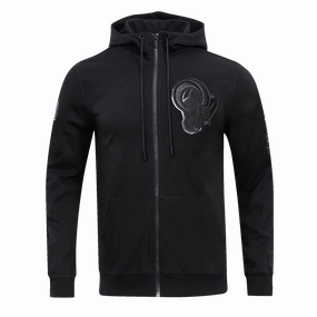 NFL LOS ANGELES RAMS TRIPLE BLACK FULL ZIP HOODIE  (TRIPLE BLACK)