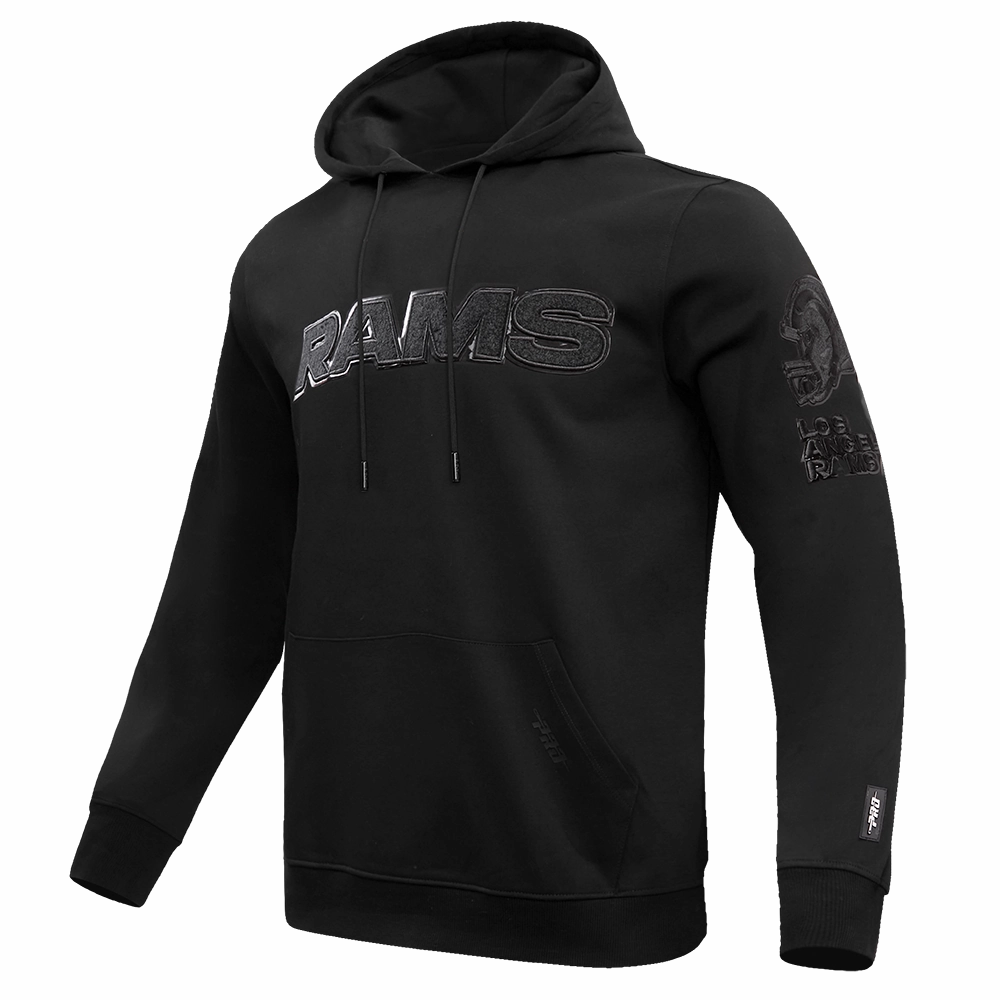 NFL LOS ANGELES RAMS TRIPLE BLACK MEN'S PULLOVER HOODIE (TRIPLE BLACK)