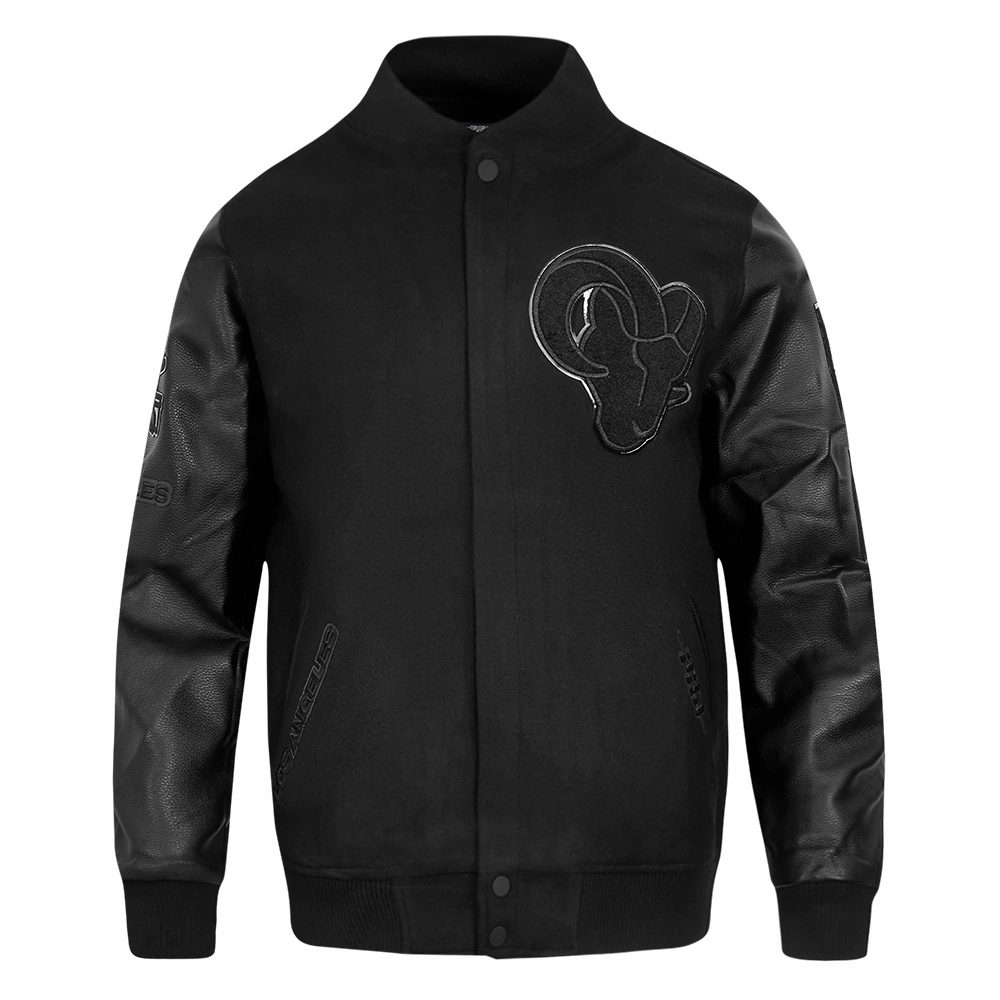 NFL LOS ANGELES RAMS TRIPLE BLACK MEN'S WOOL VARSITY JACKET (TRIPLE BLACK MEN'S)