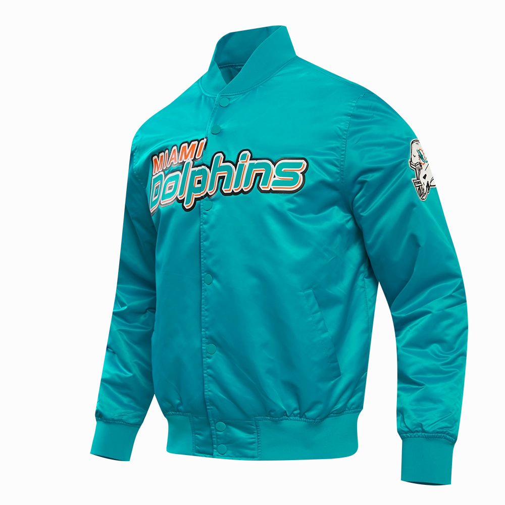NFL MIAMI DOLPHINS BIG LOGO MEN'S SATIN JACKET (TEAL)