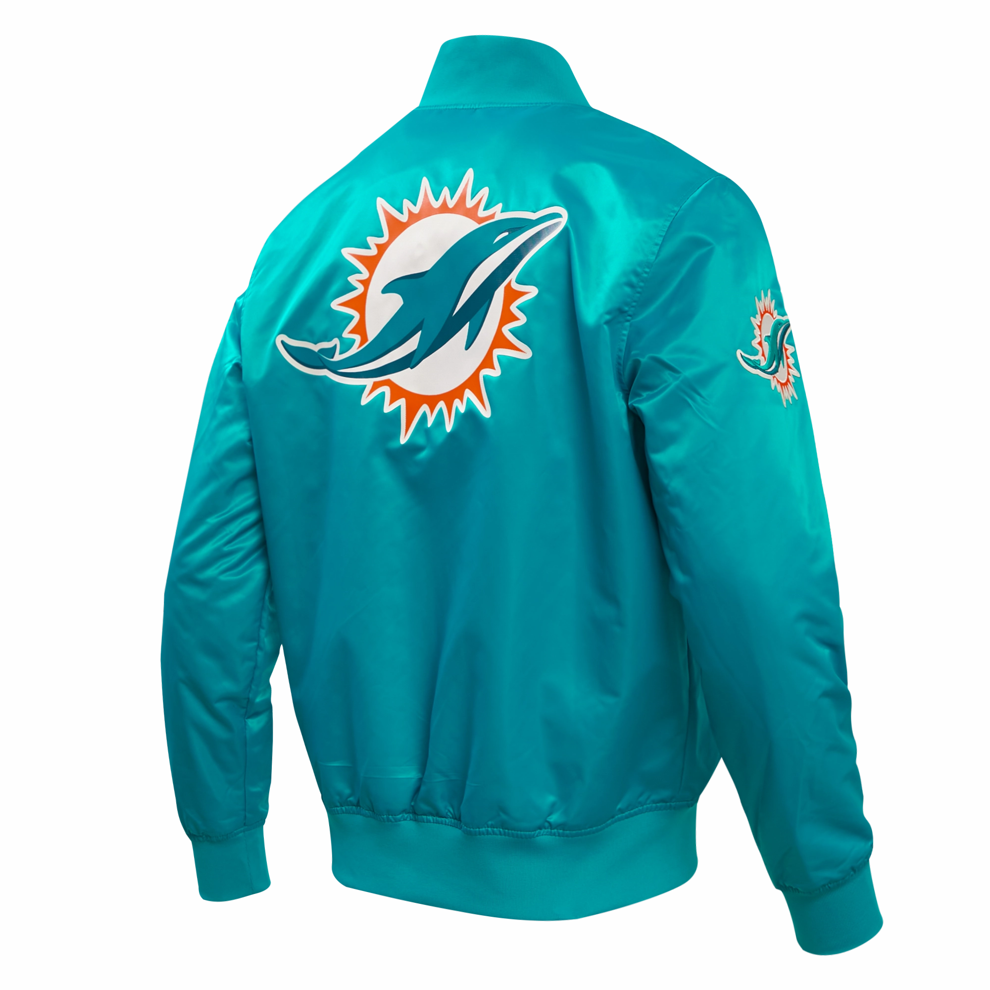 NFL MIAMI DOLPHINS BIG LOGO MEN'S SATIN JACKET (TEAL)