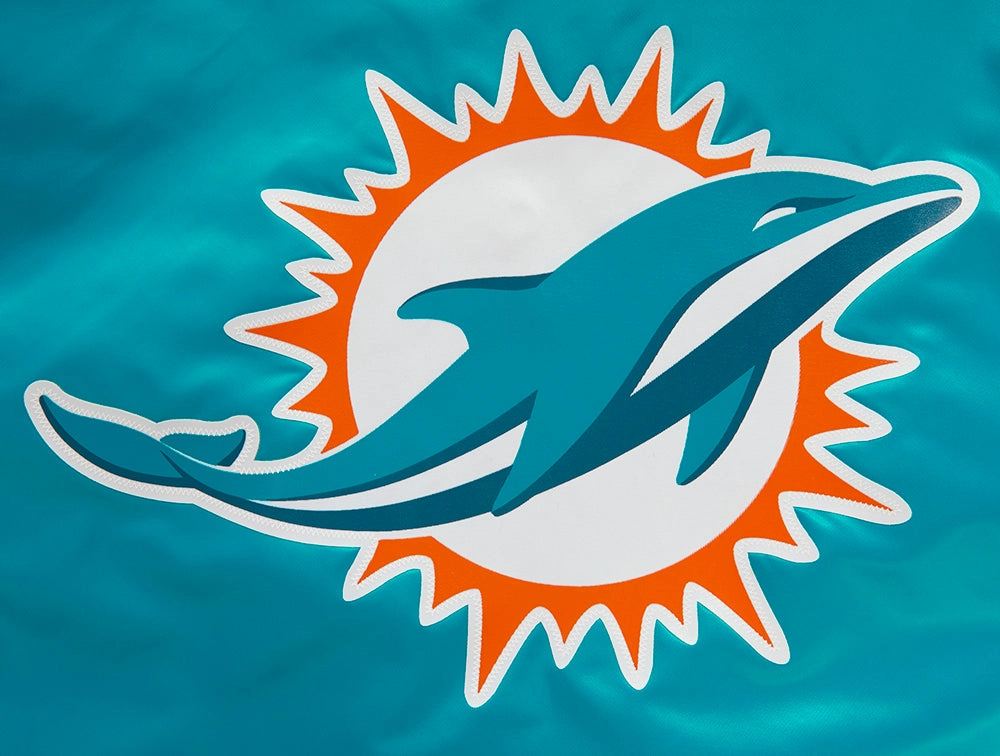 NFL MIAMI DOLPHINS BIG LOGO MEN'S SATIN JACKET (TEAL)