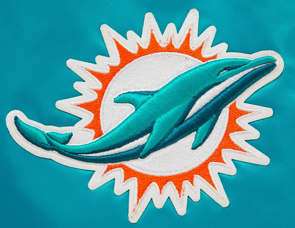 NFL MIAMI DOLPHINS BIG LOGO MEN'S SATIN JACKET (TEAL)