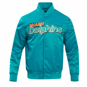 NFL MIAMI DOLPHINS BIG LOGO MEN'S SATIN JACKET (TEAL)