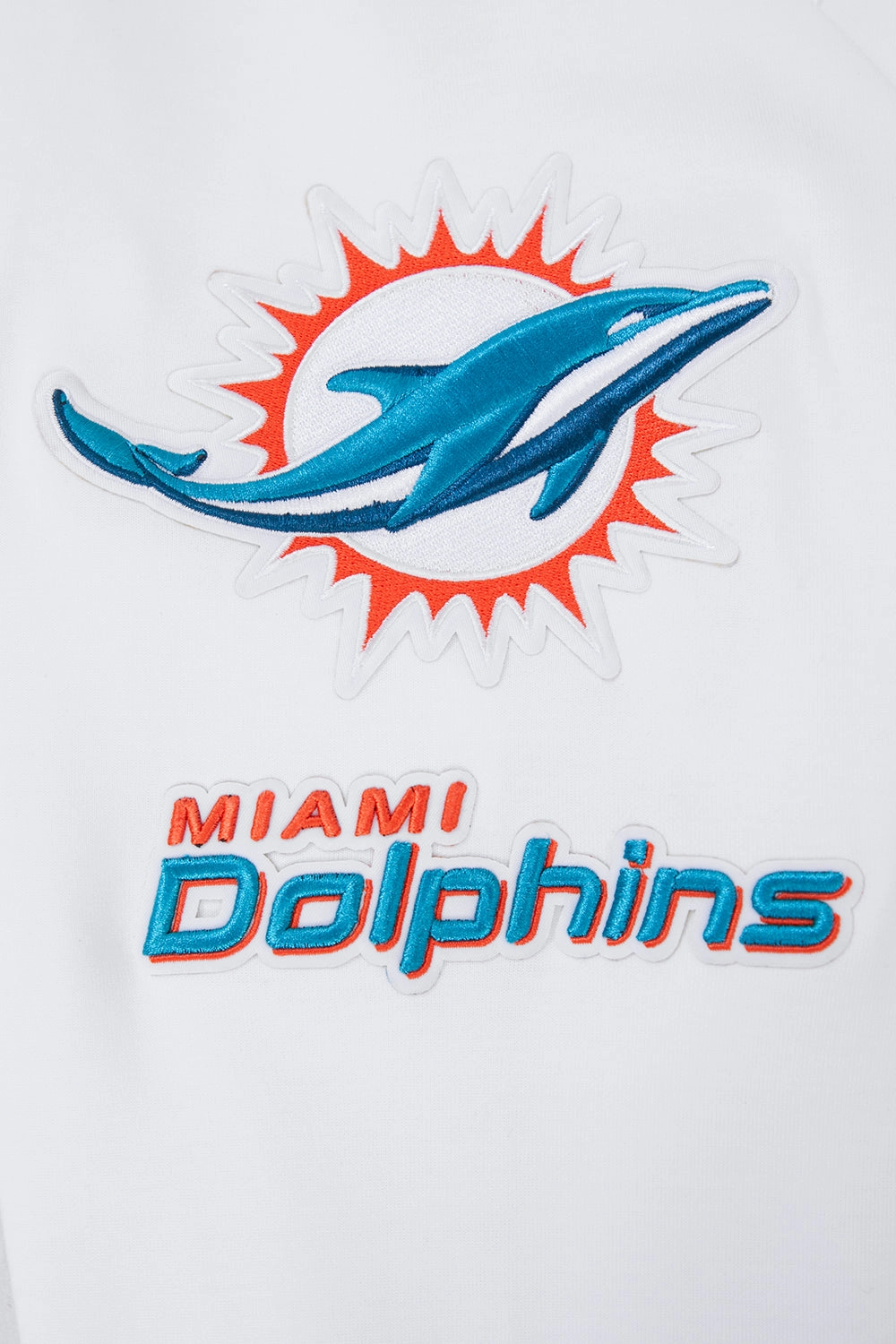 NFL MIAMI DOLPHINS CLASSIC CHENILLE MEN'S DOUBLE KNIT PULLOVER HOODIE (WHITE)