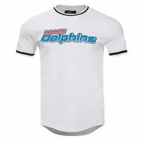 NFL MIAMI DOLPHINS CLASSIC CHENILLE MEN'S DOUBLE KNIT TEE (WHITE)