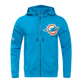 NFL MIAMI DOLPHINS CLASSIC CHENILLE MEN'S FULL ZIP PULLOVER HOODIE (TEAL)