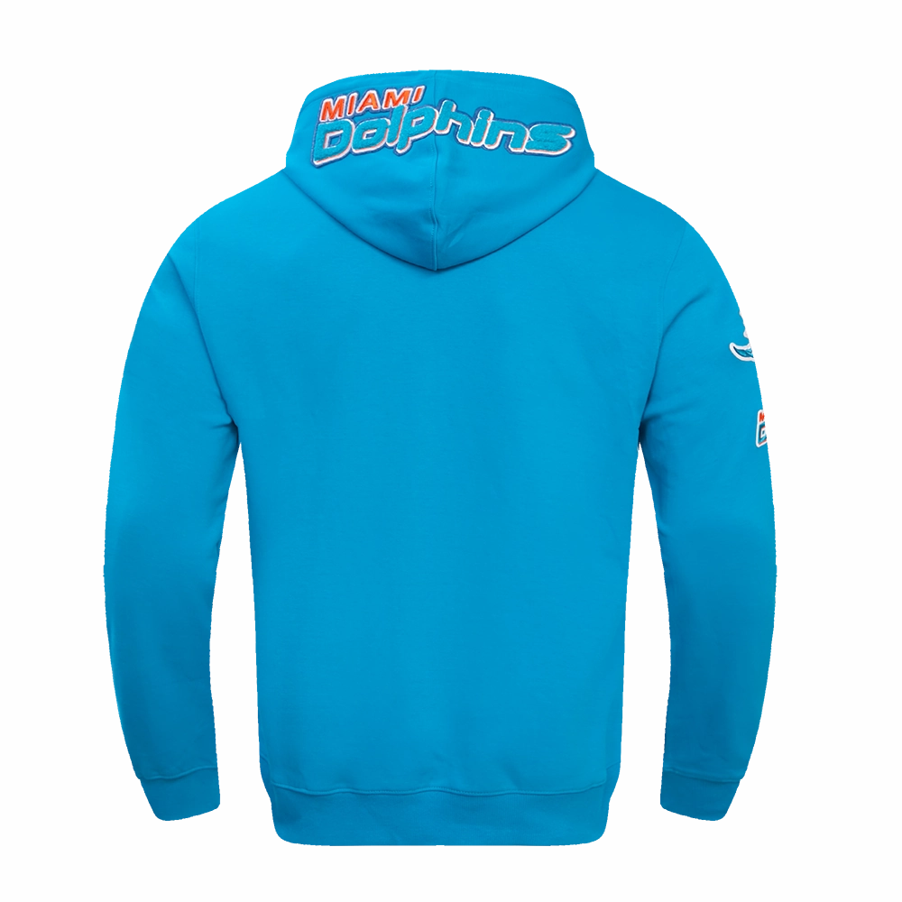 NFL MIAMI DOLPHINS CLASSIC CHENILLE MEN'S FULL ZIP PULLOVER HOODIE (TEAL)