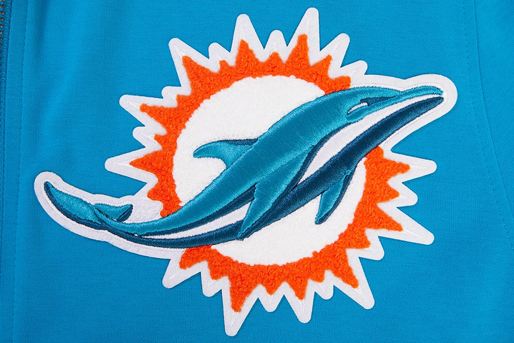 NFL MIAMI DOLPHINS CLASSIC CHENILLE MEN'S PULLOVER HOODIE (TEAL)