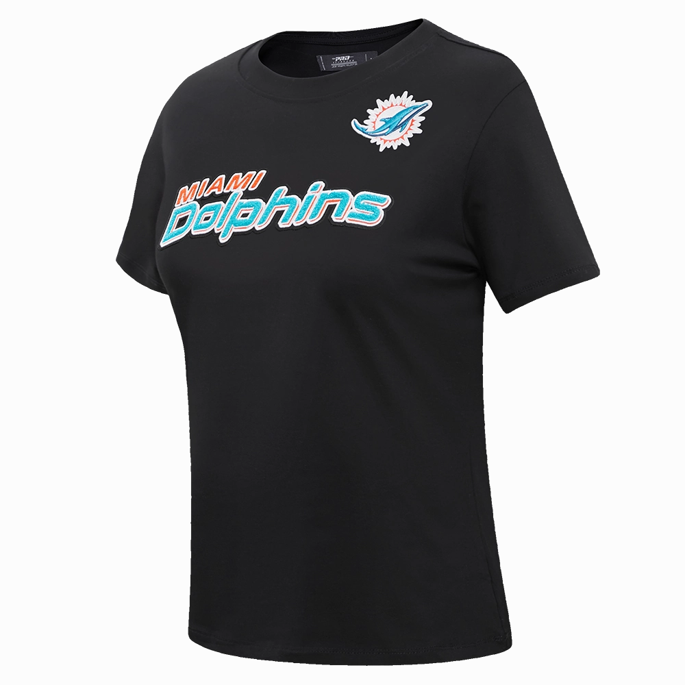 NFL MIAMI DOLPHINS CLASSIC SHORT SLEEVE WOMEN'S SLIM FIT TEE (BLACK)