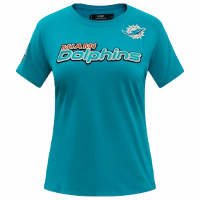 NFL MIAMI DOLPHINS CLASSIC SHORT SLEEVE WOMEN'S SLIM FIT TEE (TEAL)