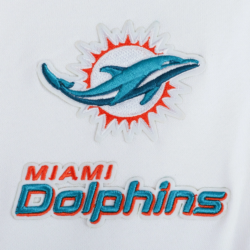 NFL MIAMI DOLPHINS CLASSIC WOMEN'S FLEECE CROPPED PULLOVER HOODIE (WHITE)
