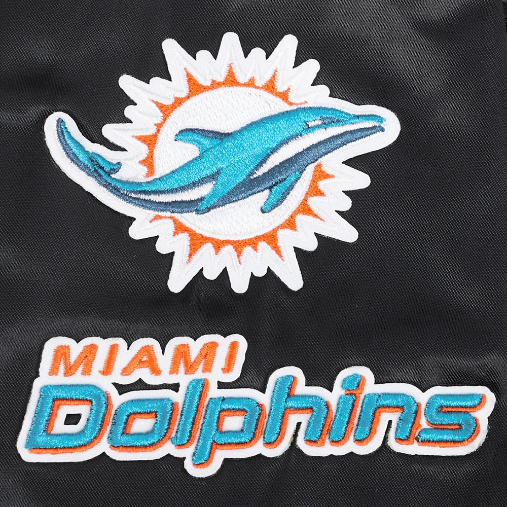 NFL MIAMI DOLPHINS CLASSIC WOMEN'S SATIN JACKET (BLACK)