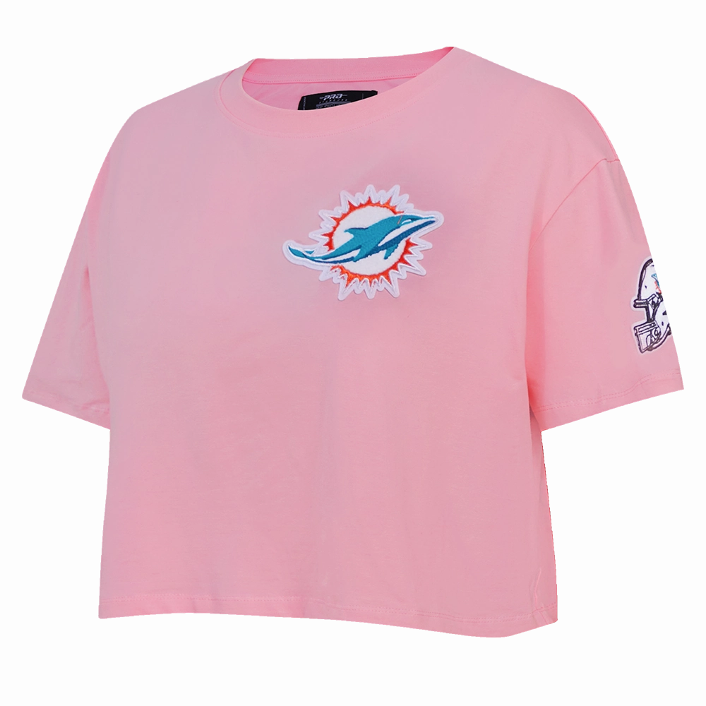 NFL MIAMI DOLPHINS CLASSIC WOMEN'S SINGLE JERSEY BOXY TEE (PINK)