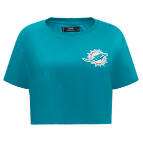 NFL MIAMI DOLPHINS CLASSIC WOMEN'S SINGLE JERSEY BOXY TEE (TEAL)