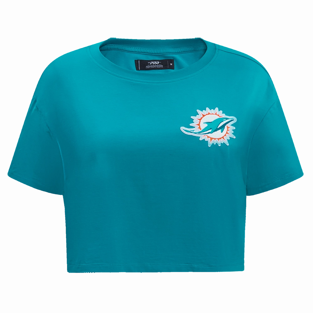 NFL MIAMI DOLPHINS CLASSIC WOMEN'S SINGLE JERSEY BOXY TEE (TEAL)