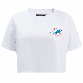 NFL MIAMI DOLPHINS CLASSIC WOMEN'S SINGLE JERSEY BOXY TEE (WHITE)