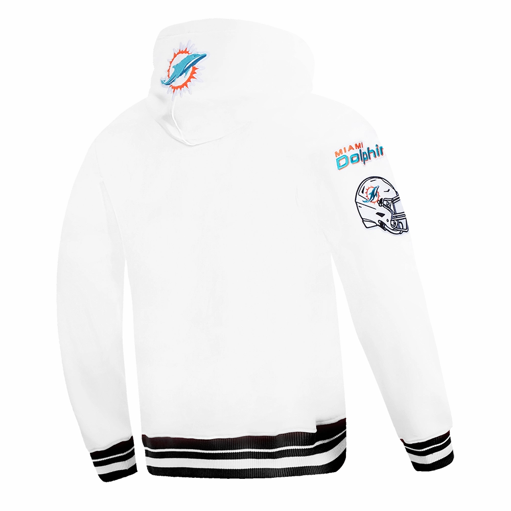 NFL MIAMI DOLPHINS MASHUP MEN'S RIB PULLOVER HOODIE (WHITE/BLACK)
