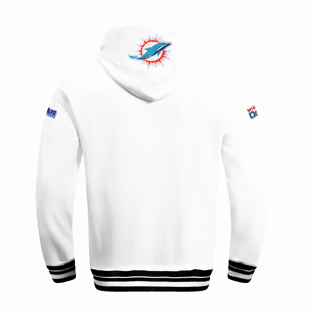 NFL MIAMI DOLPHINS MASHUP MEN'S RIB PULLOVER HOODIE (WHITE/BLACK)
