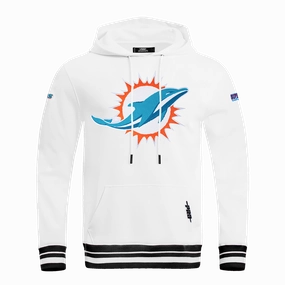 NFL MIAMI DOLPHINS MASHUP MEN'S RIB PULLOVER HOODIE (WHITE/BLACK)