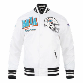 NFL MIAMI DOLPHINS MASHUP MEN'S RIB SATIN JACKET (WHITE/BLACK)