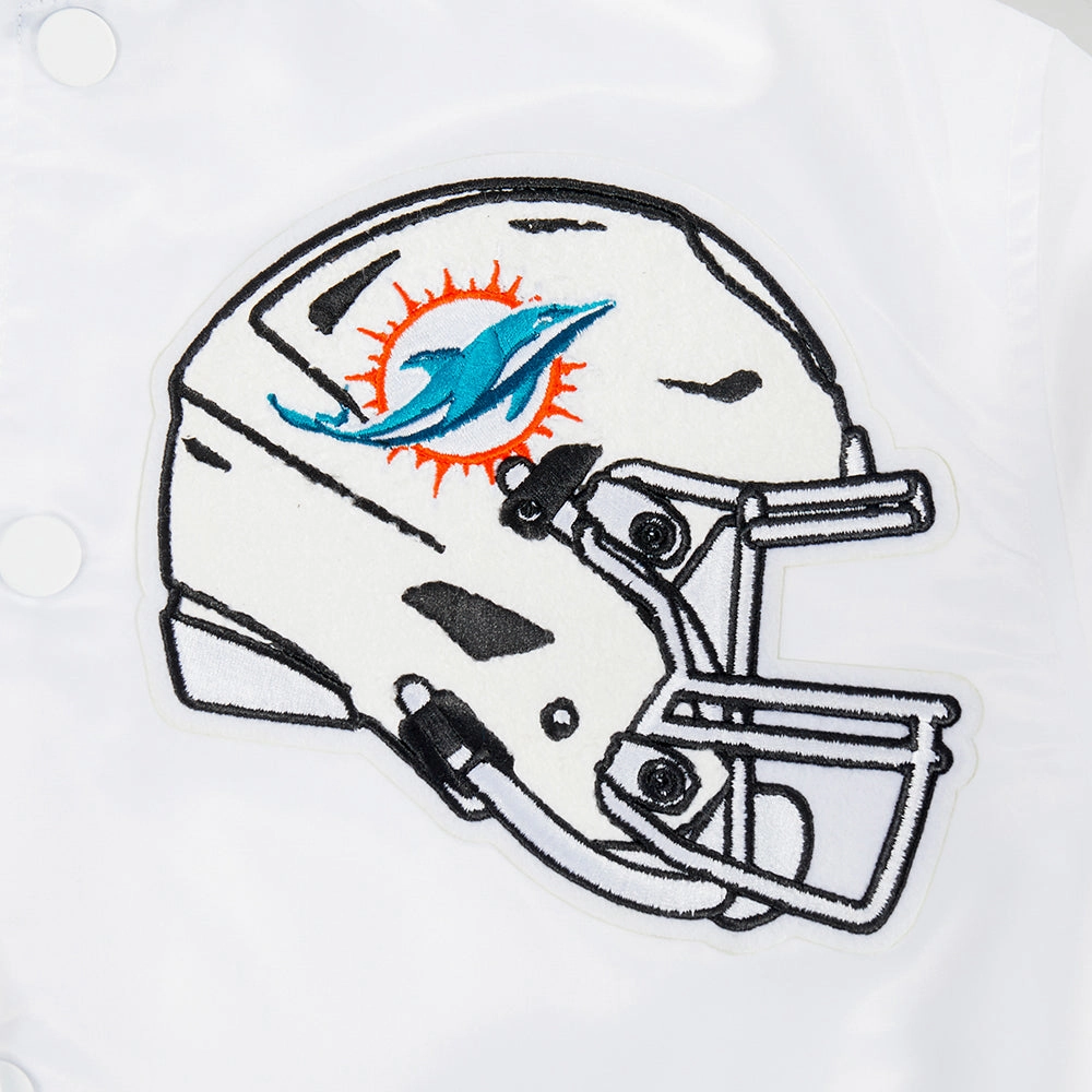 NFL MIAMI DOLPHINS MASHUP MEN'S RIB SATIN JACKET (WHITE/BLACK)