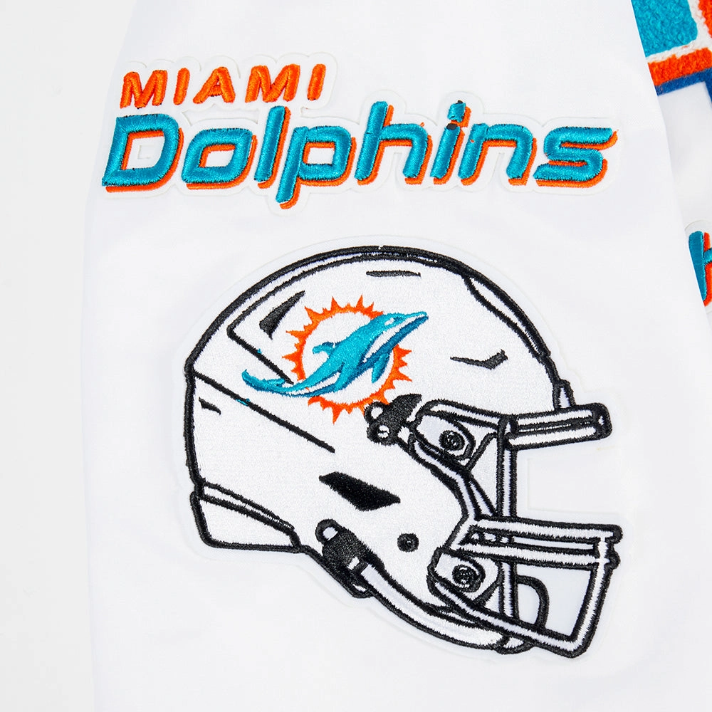 NFL MIAMI DOLPHINS MASHUP MEN'S RIB SATIN JACKET (WHITE/BLACK)