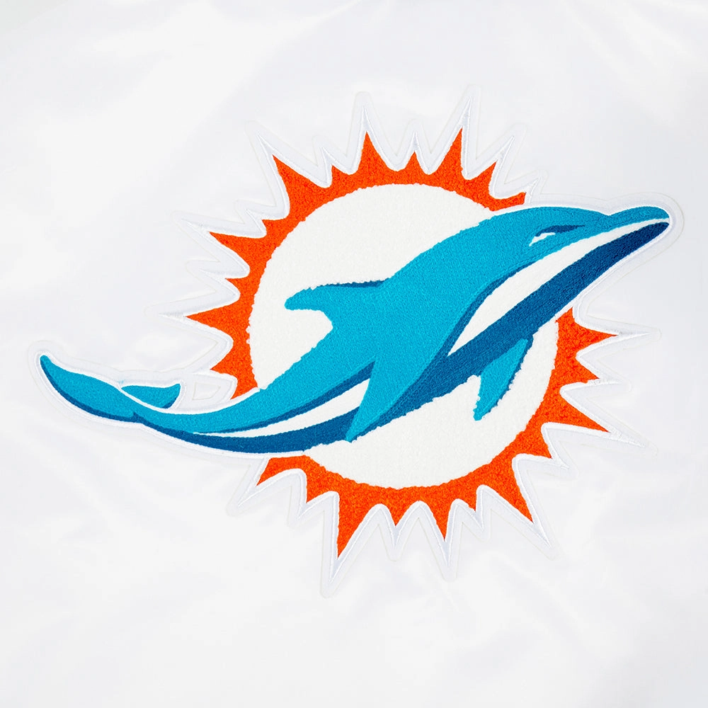 NFL MIAMI DOLPHINS MASHUP MEN'S RIB SATIN JACKET (WHITE/BLACK)