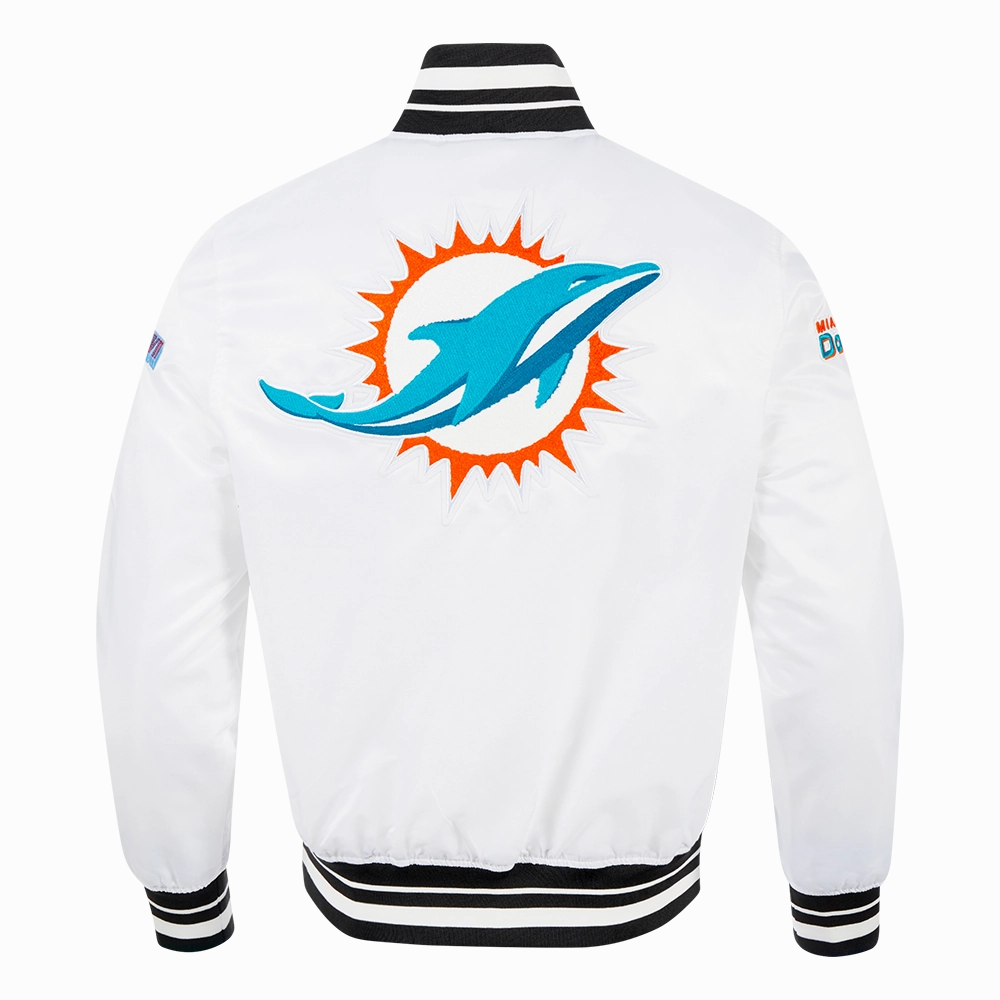 NFL MIAMI DOLPHINS MASHUP MEN'S RIB SATIN JACKET (WHITE/BLACK)