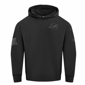 NFL MIAMI DOLPHINS NEUTRAL MEN'S DROP SHOULDER PULLOVER HOODIE (BLACK)