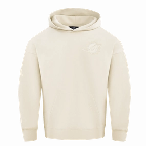 NFL MIAMI DOLPHINS NEUTRAL MEN'S DROP SHOULDER PULLOVER HOODIE (EGGSHELL)