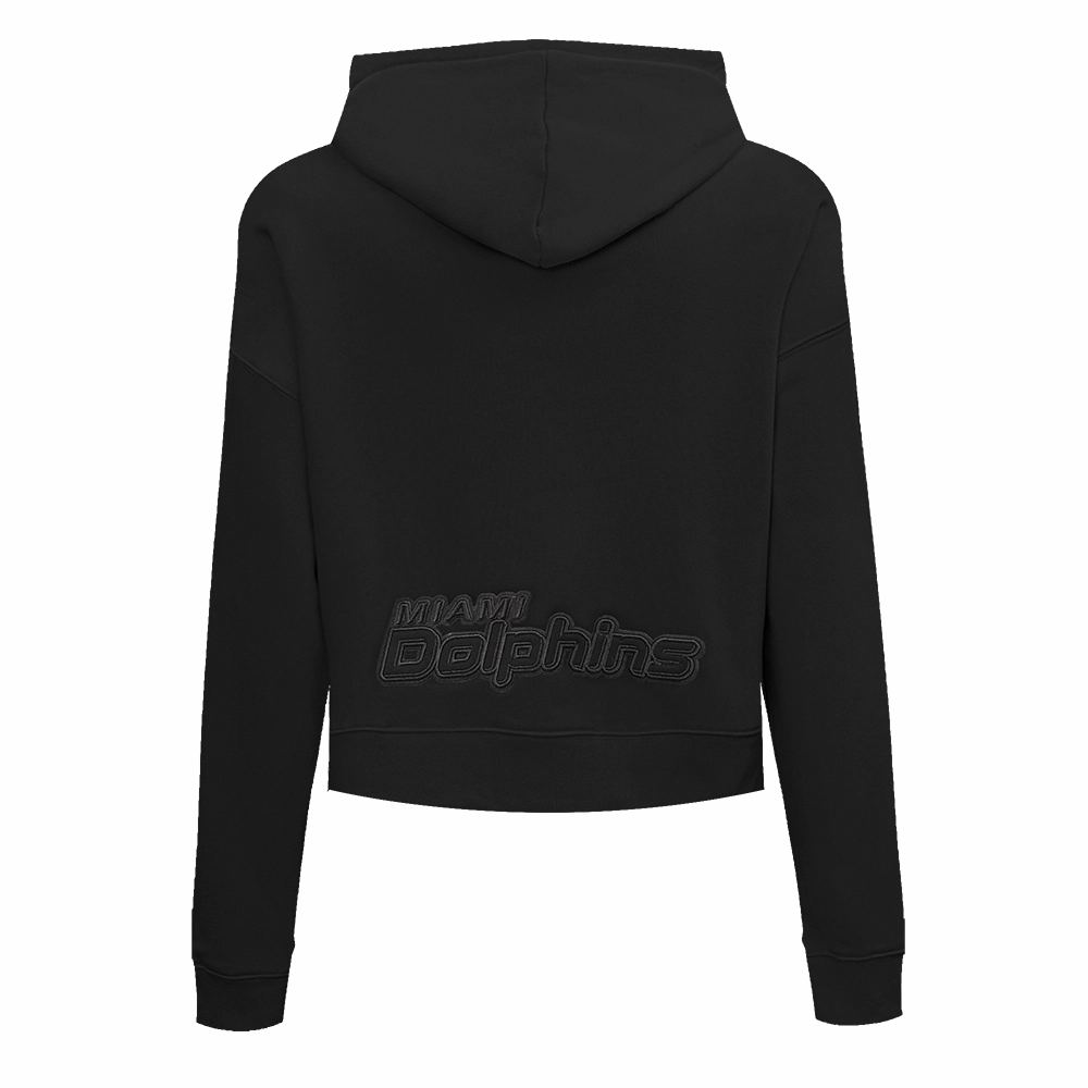 NFL MIAMI DOLPHINS NEUTRAL WOMEN'S CROPPED PULLOVER HOODIE (BLACK)