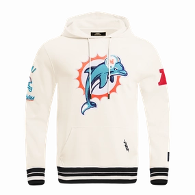 NFL MIAMI DOLPHINS RETRO CLASSIC MEN'S PULLOVER HOODIE (EGGSHELL/ BLACK)