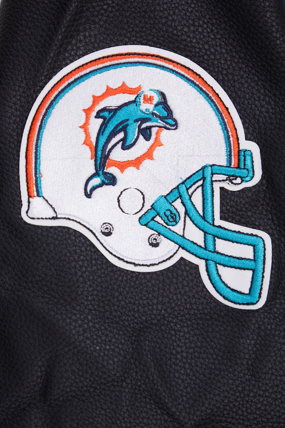 NFL MIAMI DOLPHINS RETRO CLASSIC MEN'S RIB WOOL VARSITY JACKET (EGGSHELL/ BLACK)