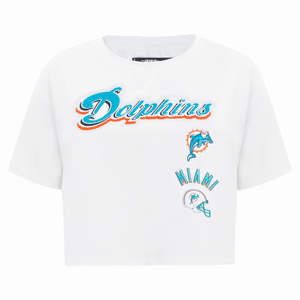 NFL MIAMI DOLPHINS RETRO CLASSIC WOMEN'S BOXY TEE (WHITE)