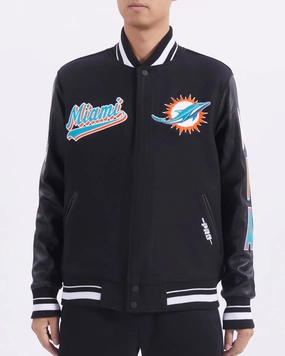 NFL MIAMI DOLPHINS SCRIPT TAIL MEN'S RIB WOOL VARSITY (BLACK)
