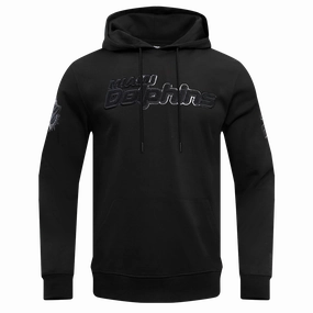 NFL MIAMI DOLPHINS TRIPLE BLACK MEN'S DOUBLE KNIT PULLOVER HOODIE (TRIPLE BLACK MEN'S)