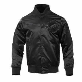 NFL MIAMI DOLPHINS TRIPLE BLACK MEN'S SATIN JACKET (TRIPLE BLACK)
