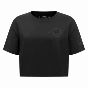 NFL MIAMI DOLPHINS TRIPLE BLACK WOMEN'S SINGLE JERSEY BOXY TEE (TRIPLE BLACK)