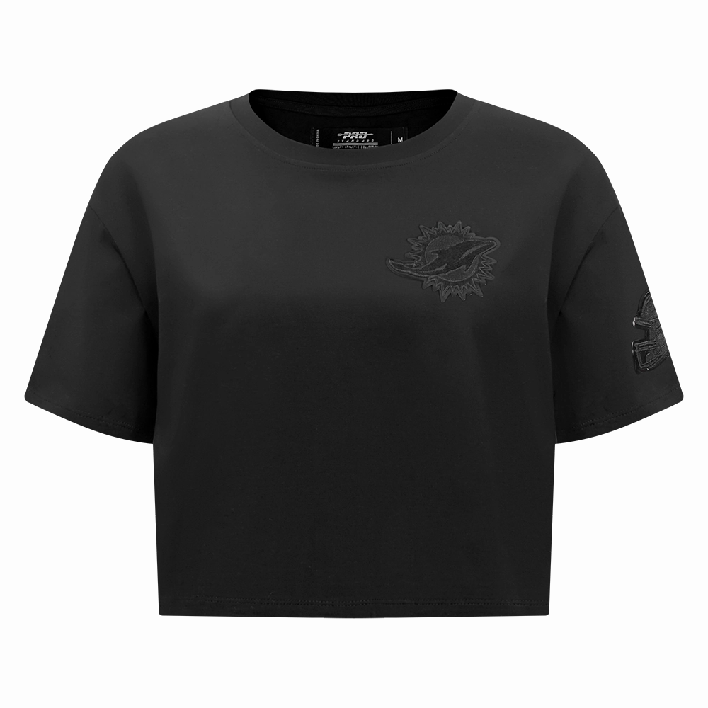 NFL MIAMI DOLPHINS TRIPLE BLACK WOMEN'S SINGLE JERSEY BOXY TEE (TRIPLE BLACK)