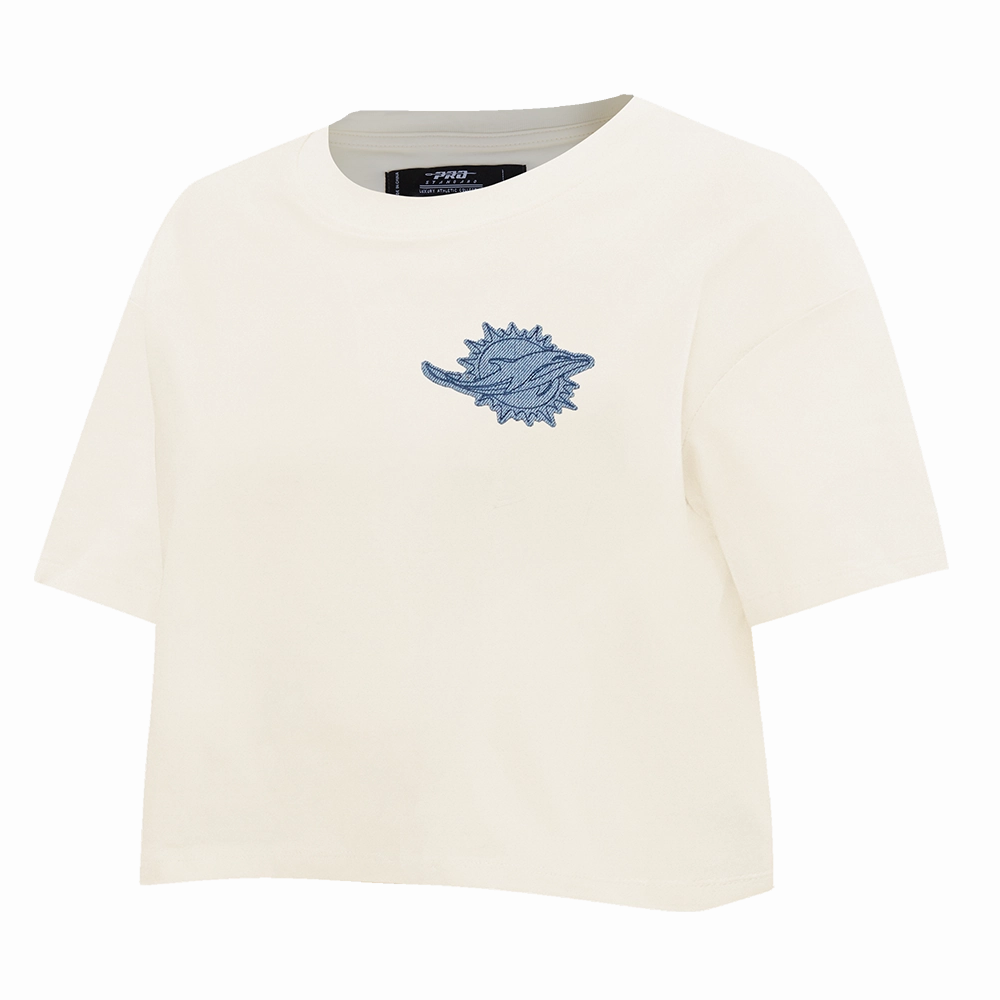NFL MIAMI DOLPHINS VARSITY BLUES WOMEN'S BOXY TEE (LINEN)